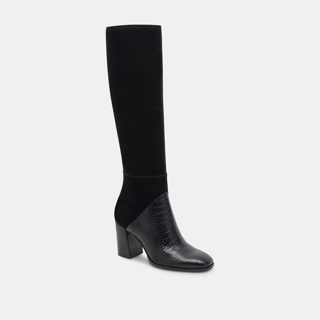 FYNN WIDE CALF BOOTS BLACK MULTI EMBOSSED LEATHER - image 2