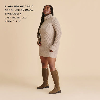 GLORY H2O WIDE CALF BOOTS OLIVE SUEDE