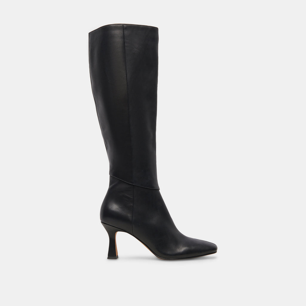 GYRA WIDE CALF BOOTS BLACK LEATHER