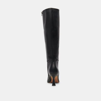 GYRA WIDE CALF BOOTS BLACK LEATHER - re:vita
