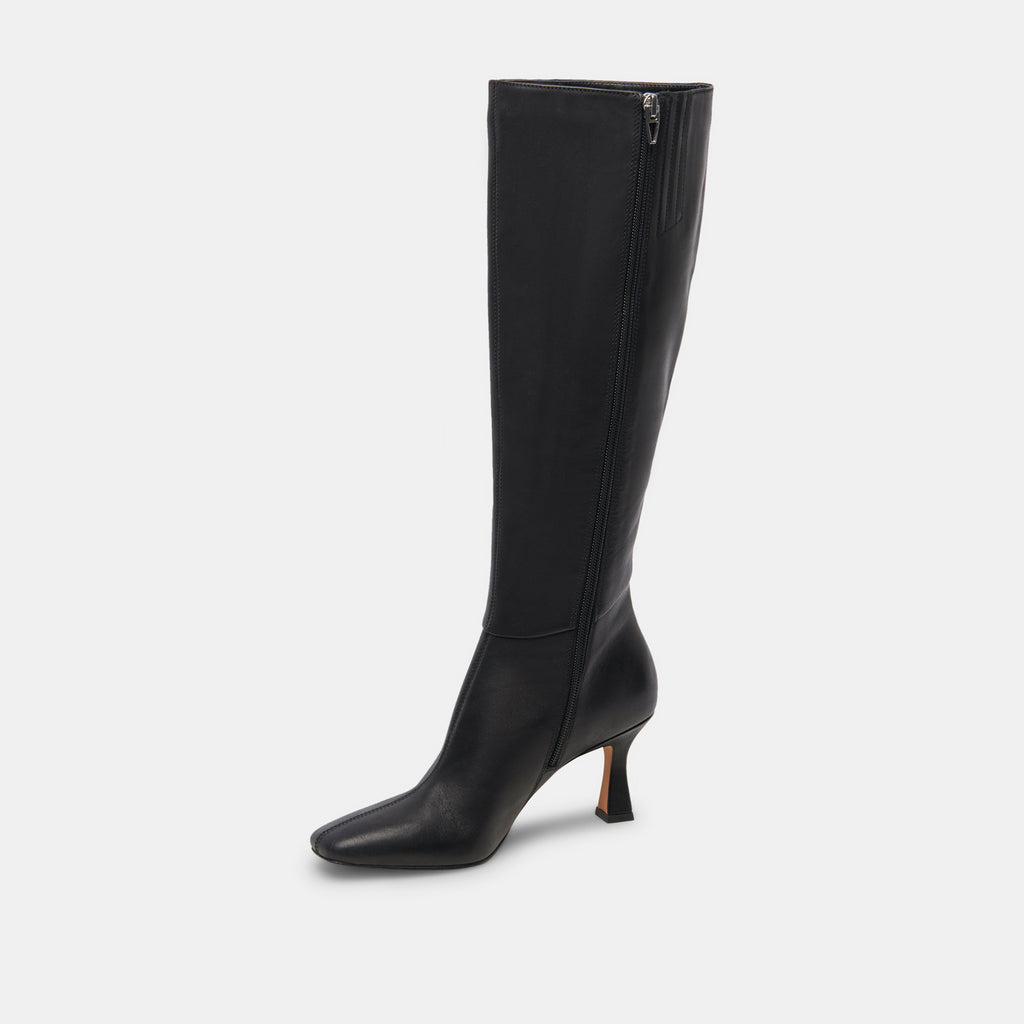 GYRA WIDE CALF BOOTS BLACK LEATHER – Dolce Vita