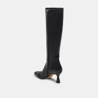 GYRA WIDE CALF BOOTS BLACK LEATHER - re:vita