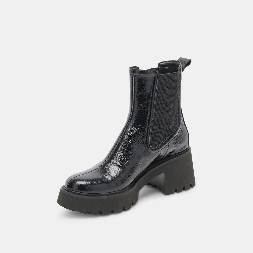 HAWK H20 WIDE BOOTIES MIDNIGHT CRINKLE PATENT – Dolce Vita