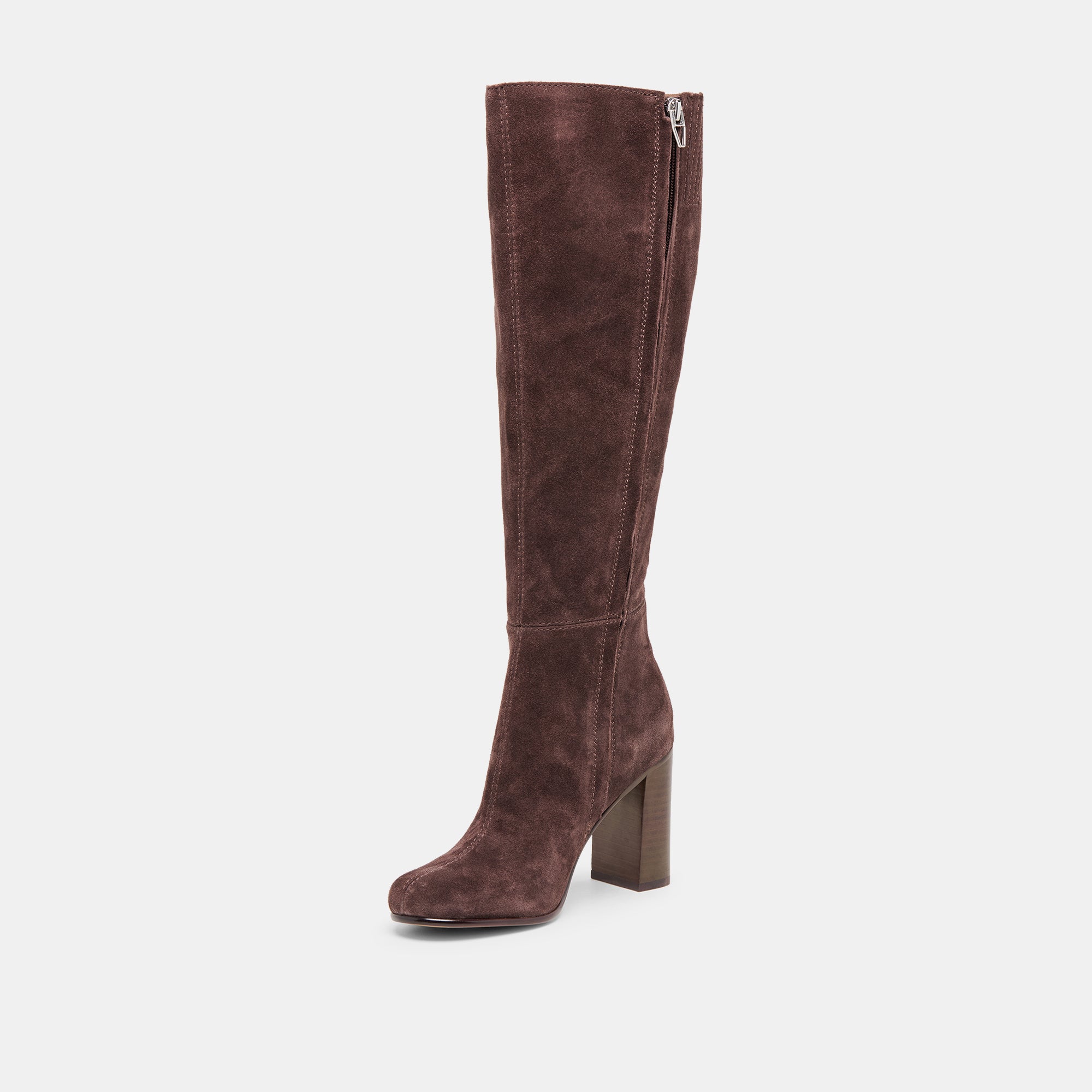 Hudsin Wide Calf Mahogany Suede Boots | Dolce Vita