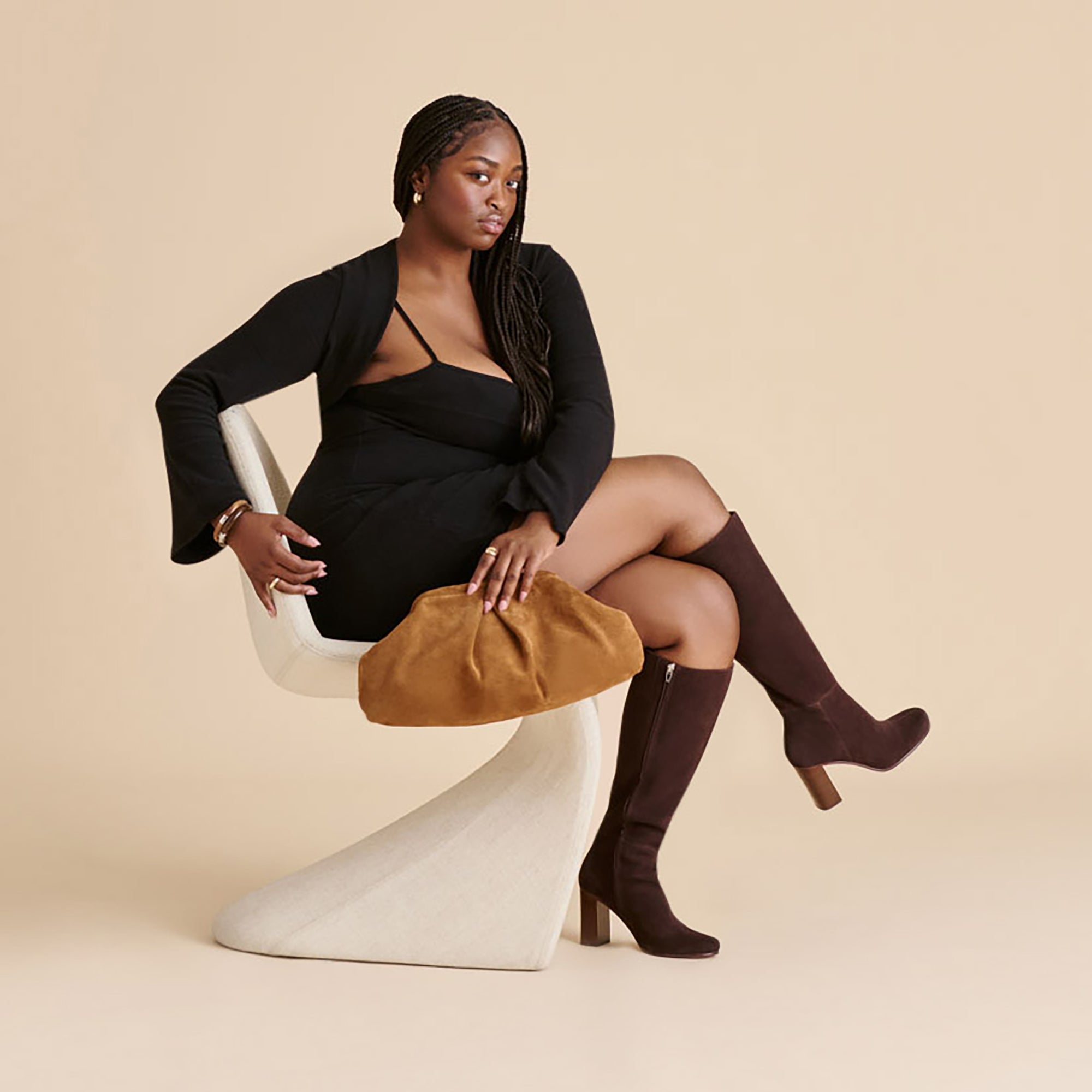Hudsin Wide Calf Boots in Brown | Size 10.5E