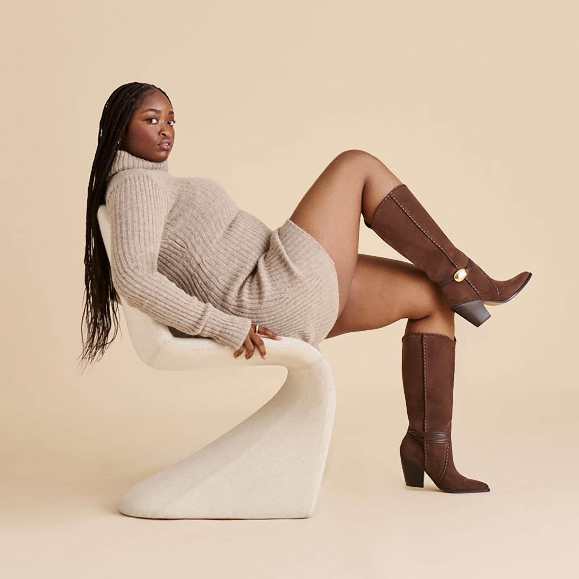 JODY WIDE CALF BOOTS DK BROWN SUEDE