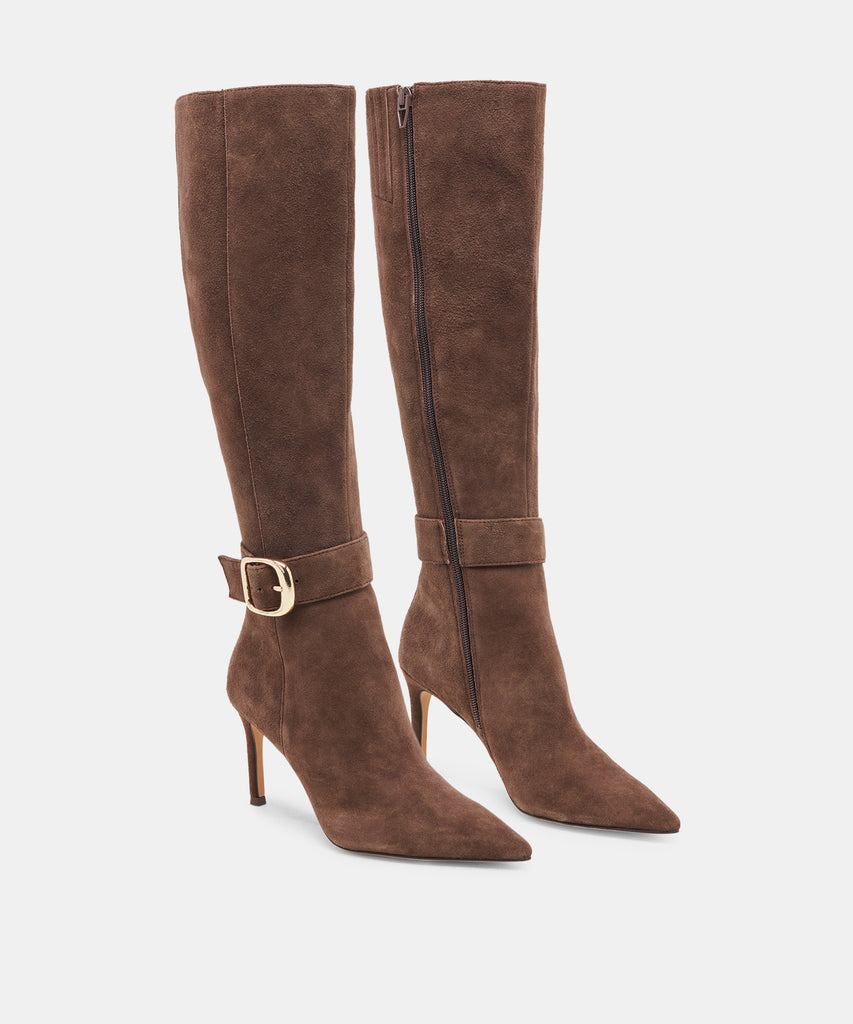 KINZY BOOTS DK BROWN SUEDE
