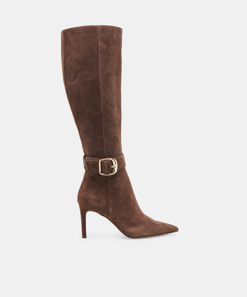 KINZY BOOTS DK BROWN SUEDE