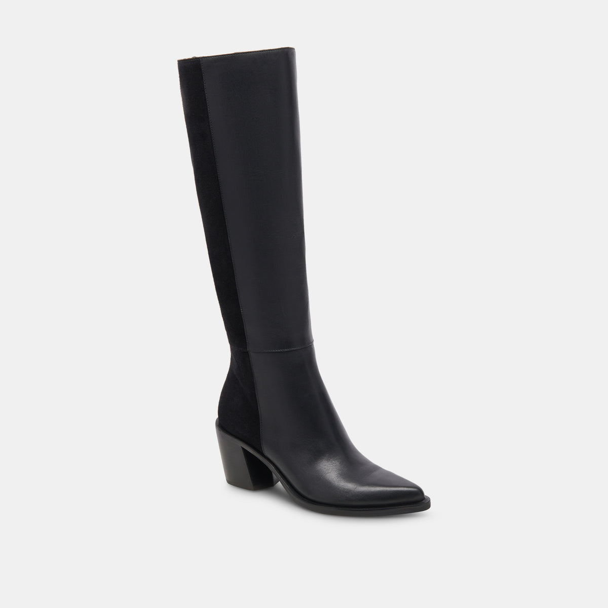 KRISTY Boots Black Leather | Women's Luxe Knee-High Black Boots – Dolce ...