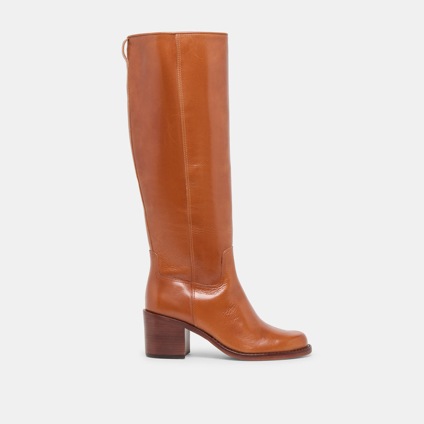 LUCYLE WIDE CALF BOOTS TAN LEATHER