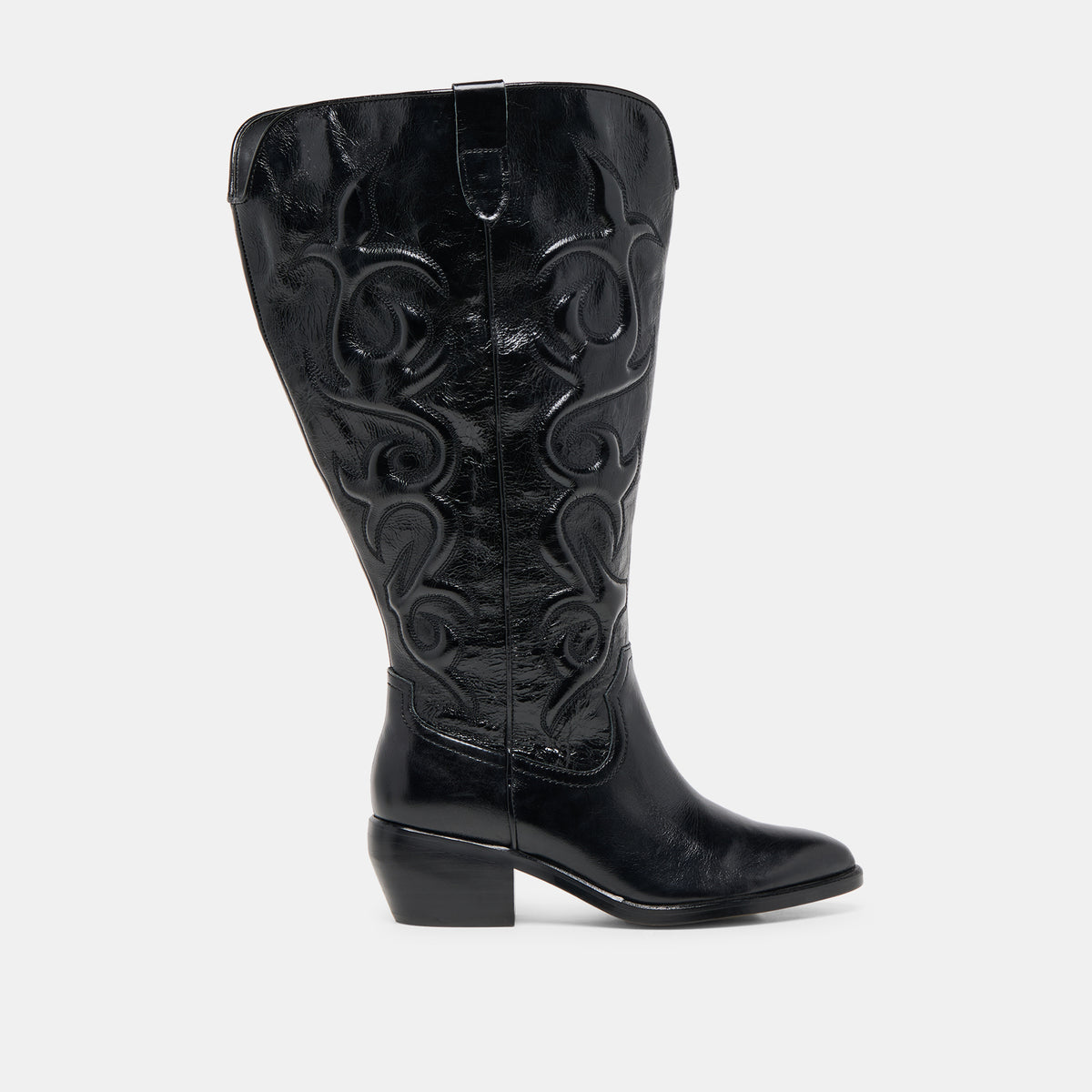Mirla Black Leather Extra Wide Calf Boots | Dolce Vita display picture 2