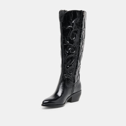 MIRLA WIDE CALF BOOTS BLACK LEATHER