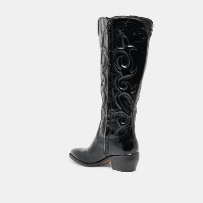 MIRLA WIDE CALF BOOTS BLACK LEATHER