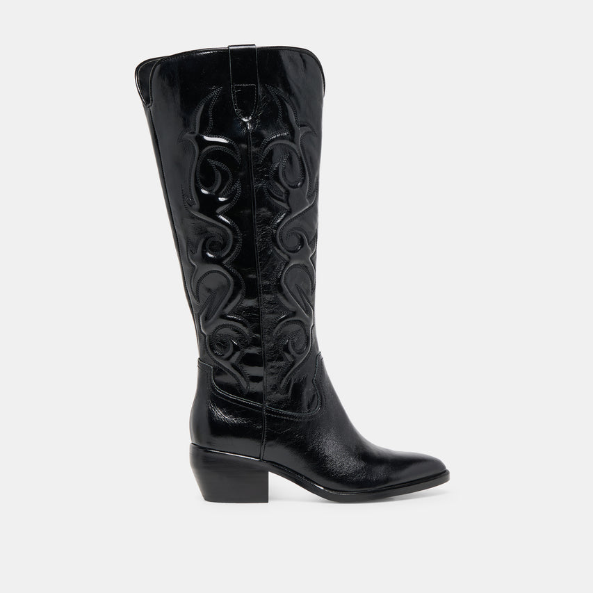 MIRLA WIDE CALF BOOTS BLACK LEATHER