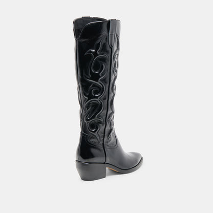 MIRLA WIDE CALF BOOTS BLACK LEATHER