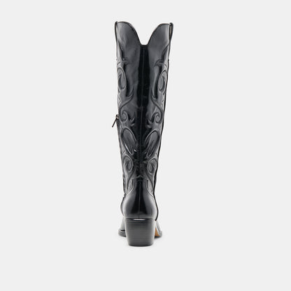 MIRLA WIDE CALF BOOTS BLACK LEATHER
