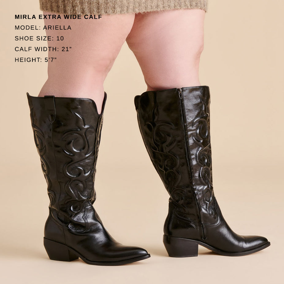 Mirla Black Leather Extra Wide Calf Boots Dolce Vita