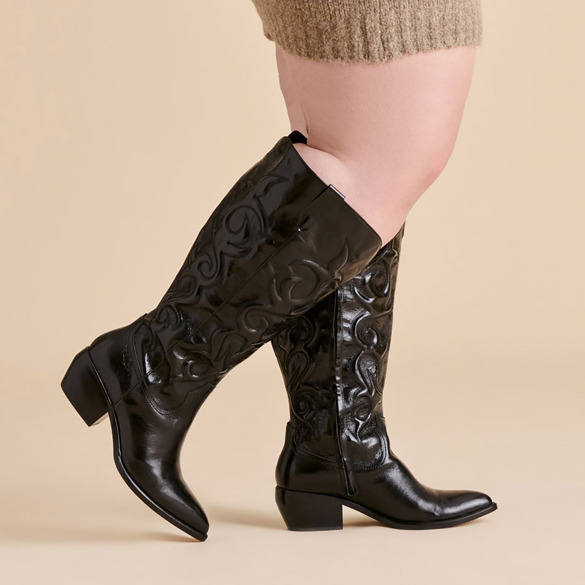 Mirla Black Leather Extra Wide Calf Boots Dolce Vita - Main Image