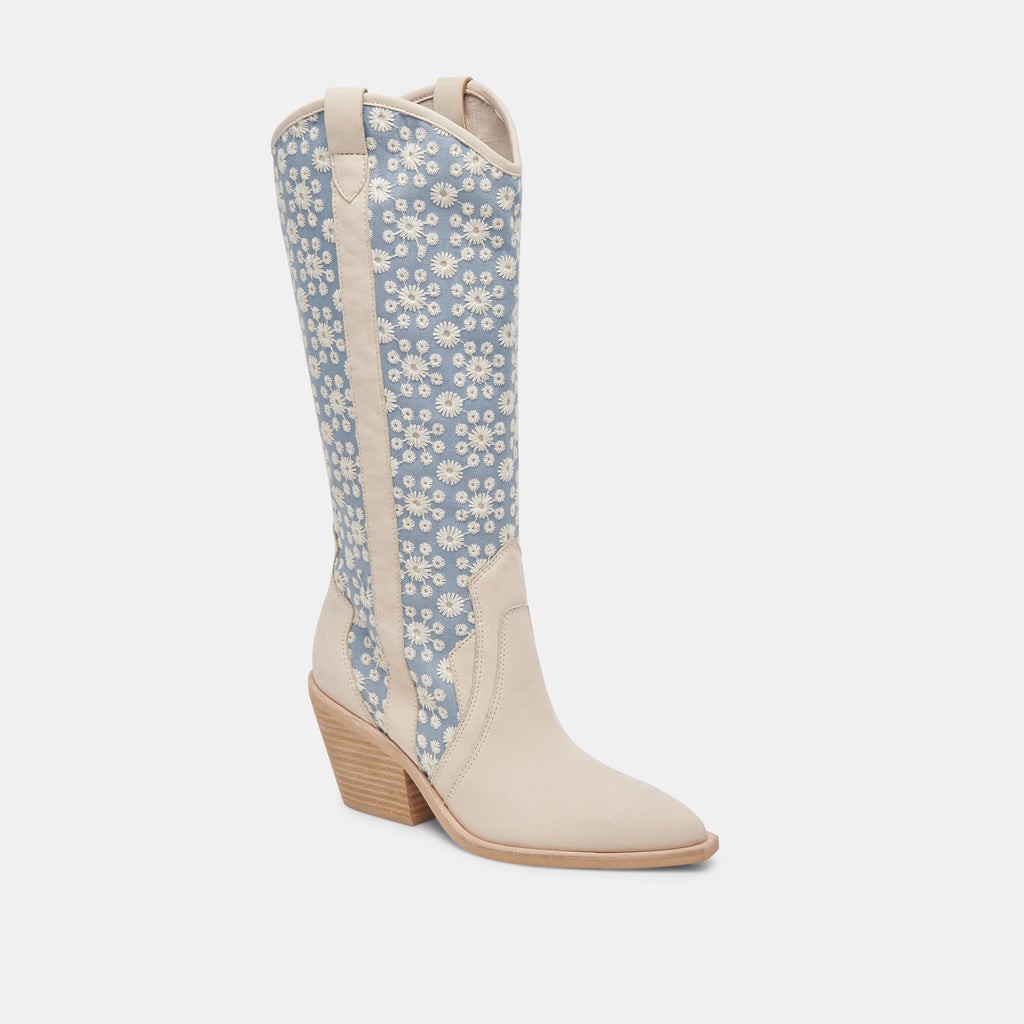 NAVENE BOOTS BLUE FLORAL FABRIC - image 3