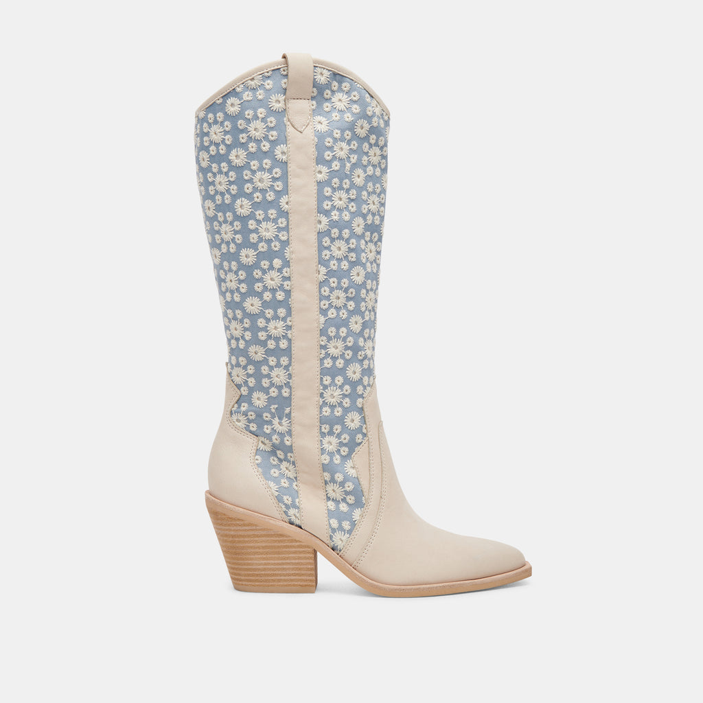 NAVENE BOOTS BLUE FLORAL FABRIC - image 1