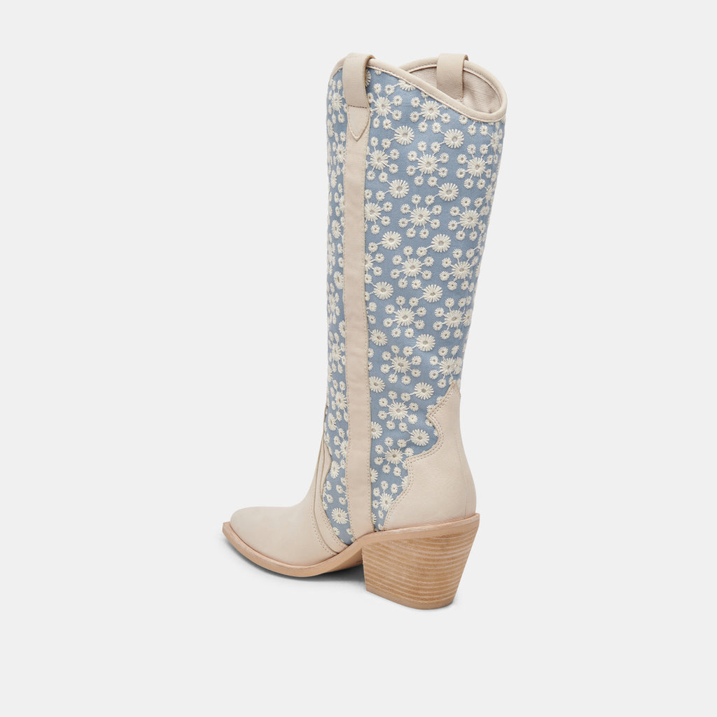 NAVENE BOOTS BLUE FLORAL FABRIC - image 5