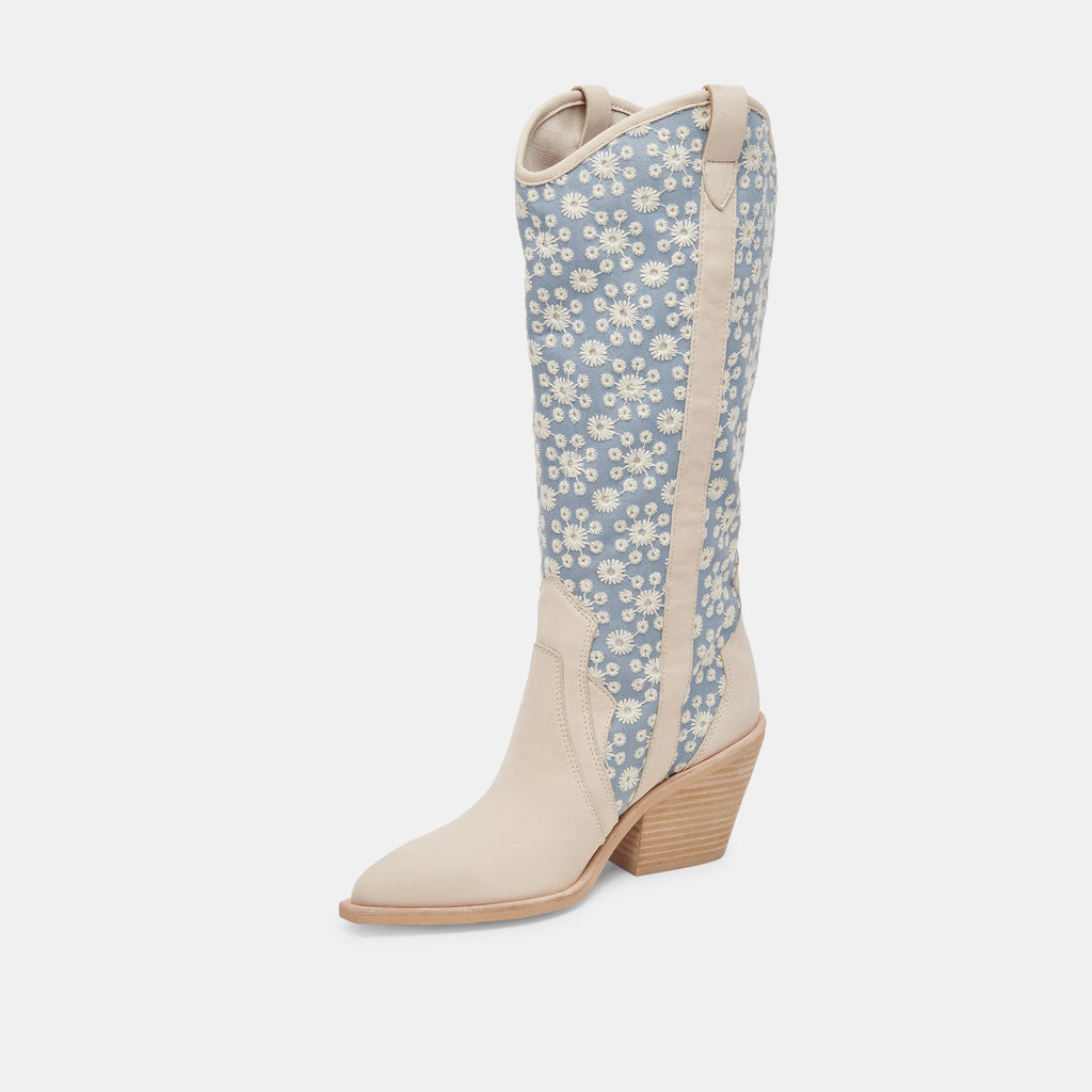 NAVENE BOOTS BLUE FLORAL FABRIC - image 4