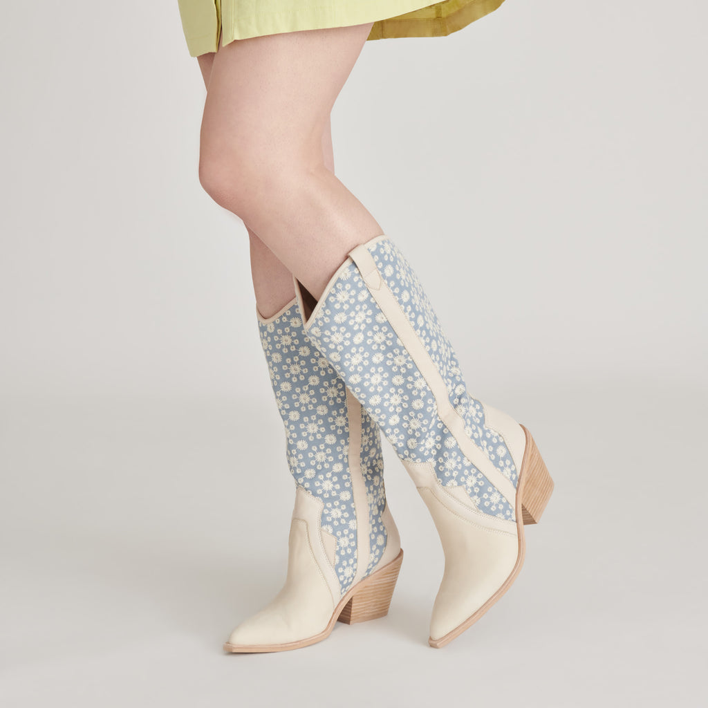 NAVENE BOOTS BLUE FLORAL FABRIC - image 6
