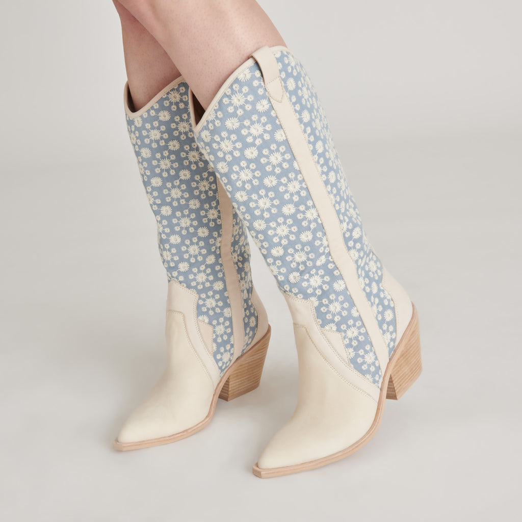 NAVENE BOOTS BLUE FLORAL FABRIC - image 2