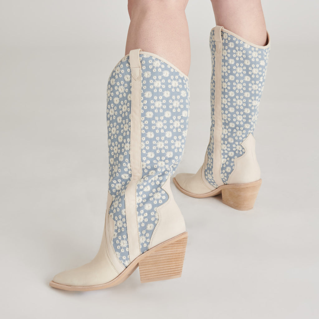 NAVENE BOOTS BLUE FLORAL FABRIC - image 4