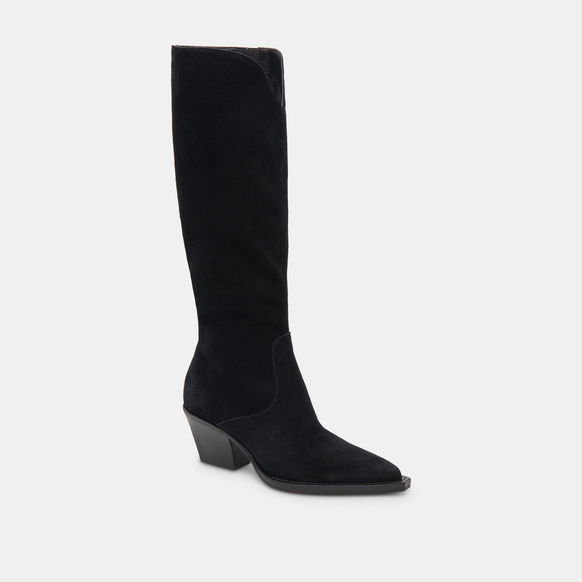 Raj Boots in Onyx Suede | Women's Onyx Suede Knee-High Boots – Dolce Vita