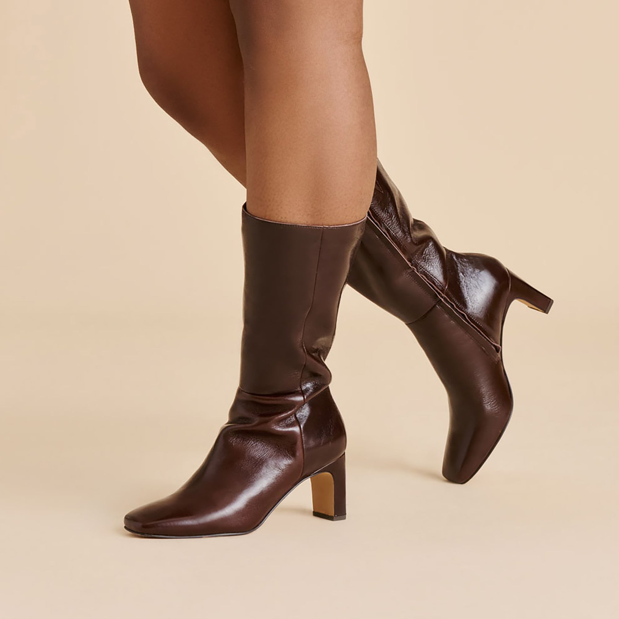 RIGGS WIDE CALF BOOTS CHOCOLATE LEATHER