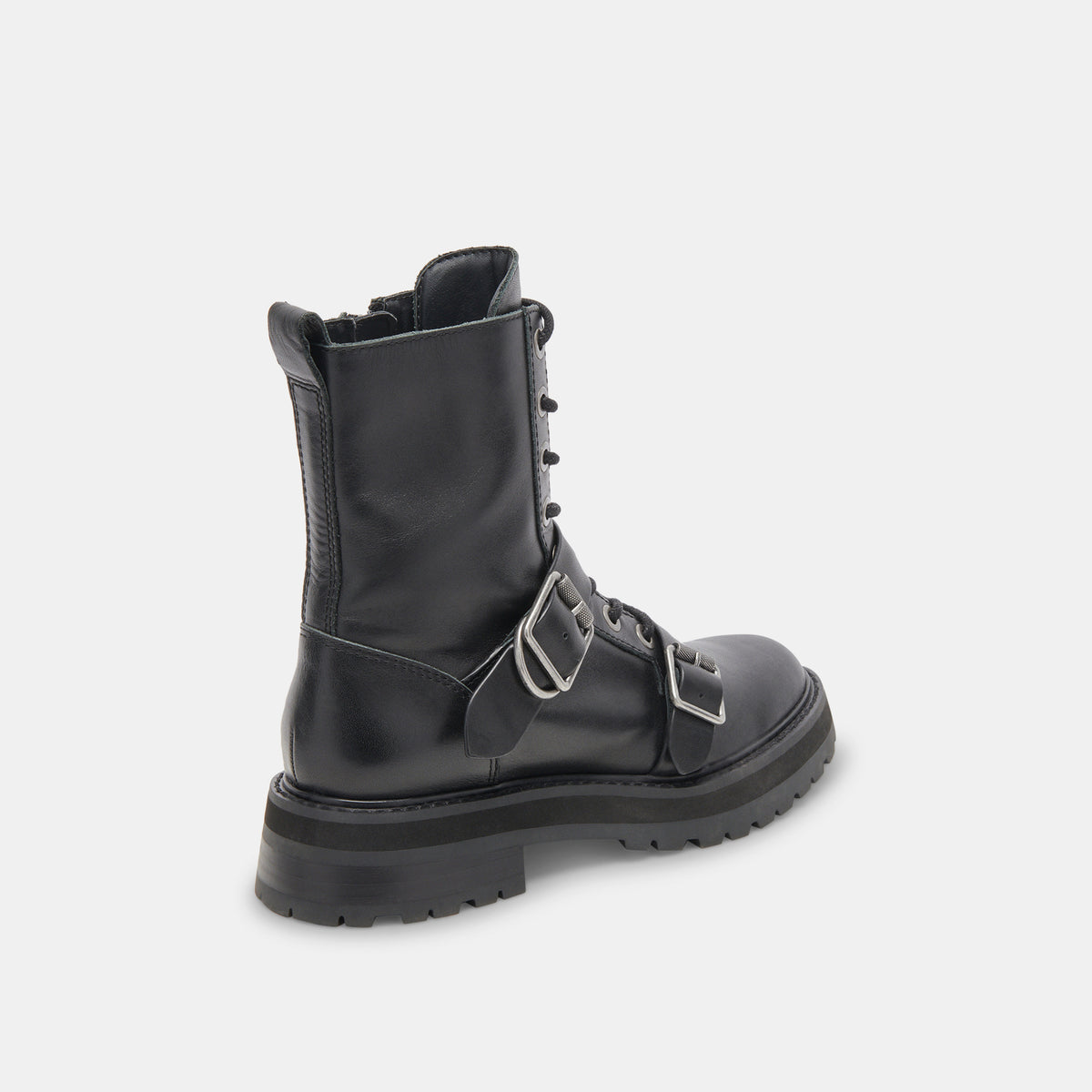 RONSON Boots Black Leather | Women's Black Leather Lug Boots – Dolce Vita