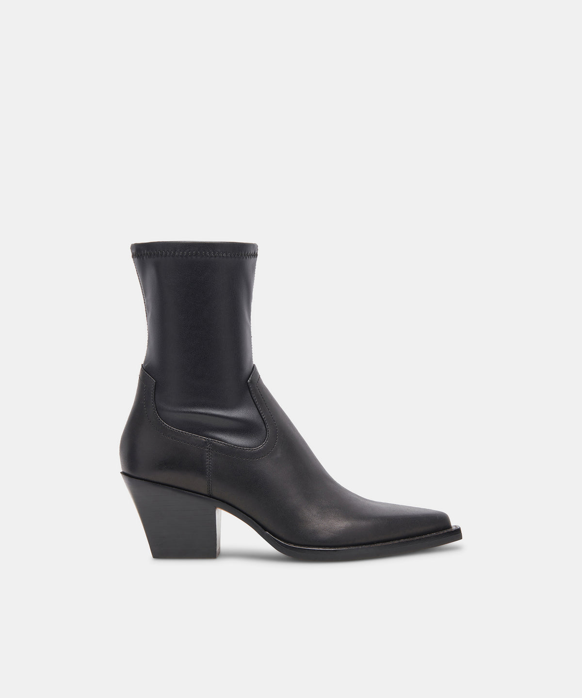 RUTGER Black Leather Wide Width Block-Heel Ankle Boots | Dolce Vita