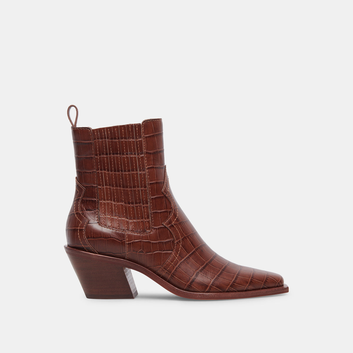 Senna Booties Walnut Embossed Leather | Women's Leather Cowboy Boots ...