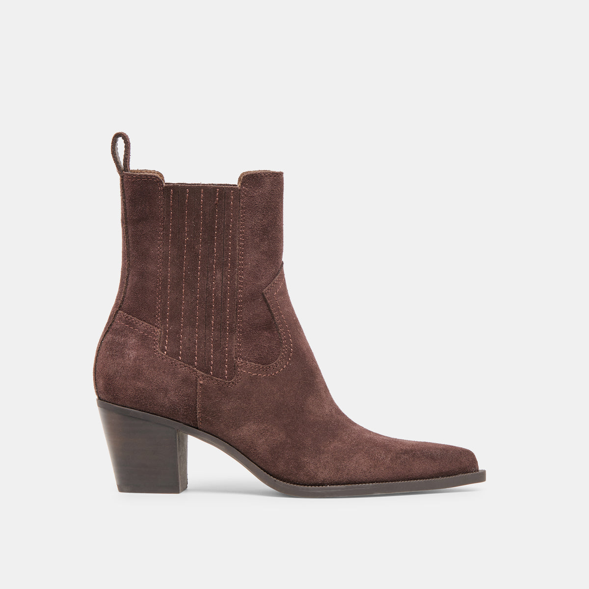 Slim Mahogany Suede Booties | Dolce Vita display picture 1
