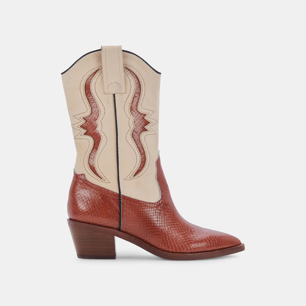 SUZZY BOOTS BROWN EMBOSSED LEATHER - re:vita - image 1