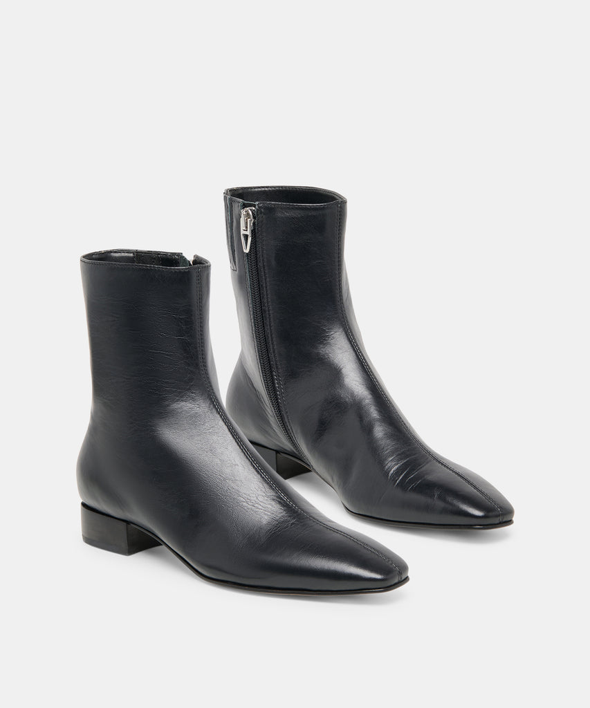 TARINE WIDE BOOTIES BLACK LEATHER