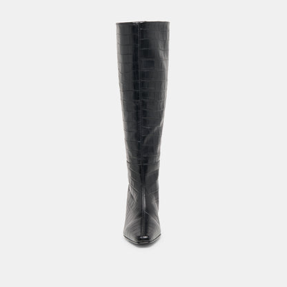 TRIXI BOOTS NOIR CROCO EMBOSSED LEATHER