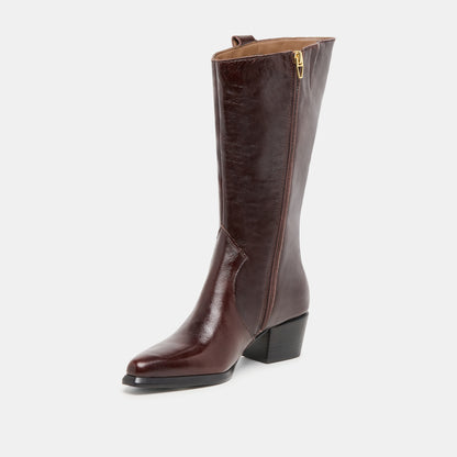 VERN WIDE CALF BOOTS CHOCOLATE LEATHER