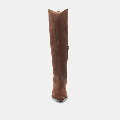 VIRONA H2O WIDE CALF BOOTS DK BROWN SUEDE