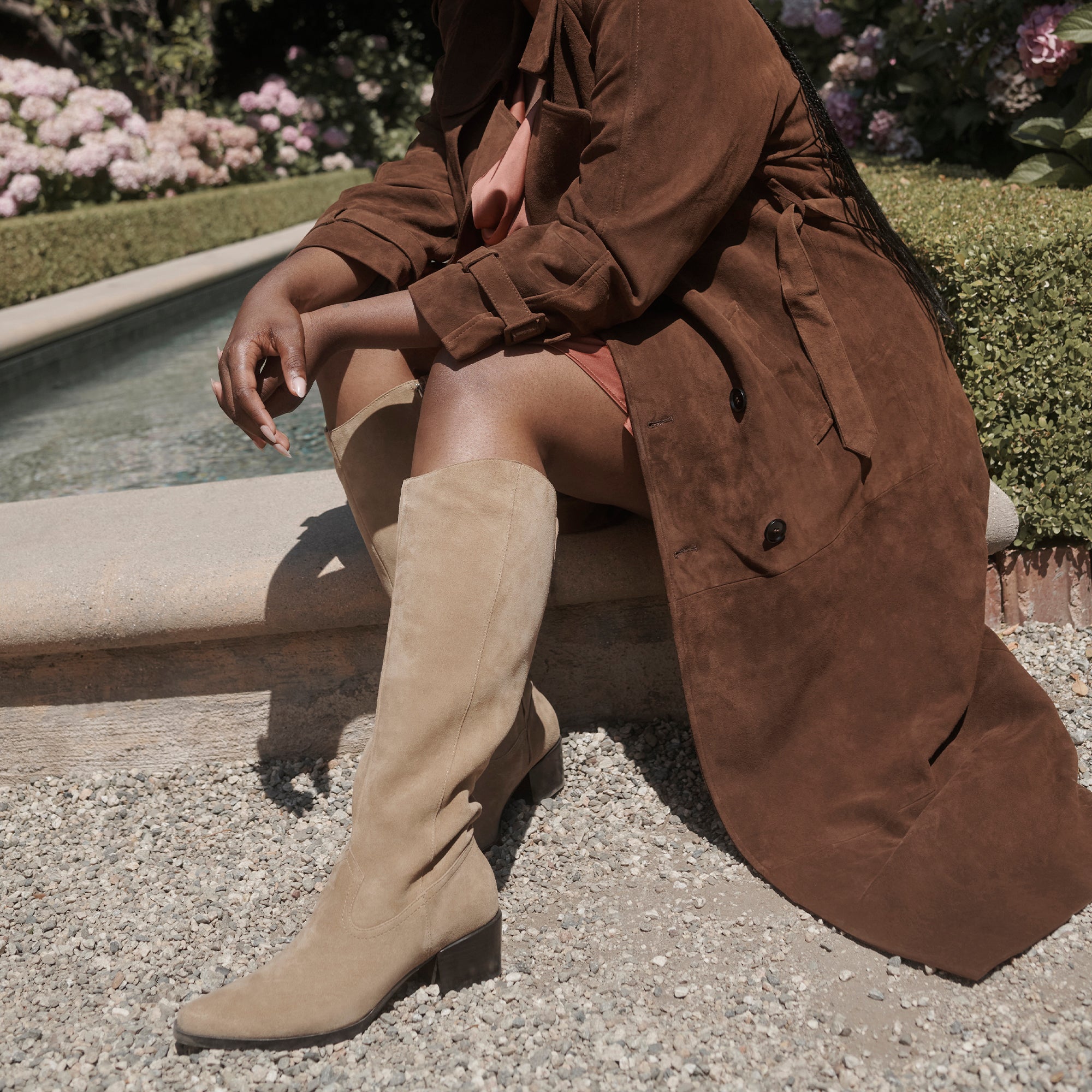 VIRONA H2O WIDE CALF BOOTS DK TAUPE SUEDE