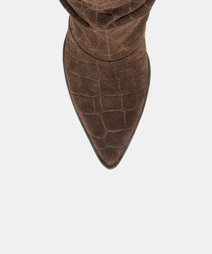 ADISEN BOOTS ESPRESSO EMBOSSED SUEDE