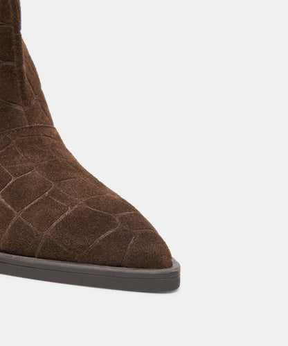 ADISEN BOOTS ESPRESSO EMBOSSED SUEDE