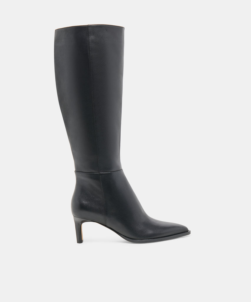 ALIMA WIDE CALF BOOTS BLACK LEATHER