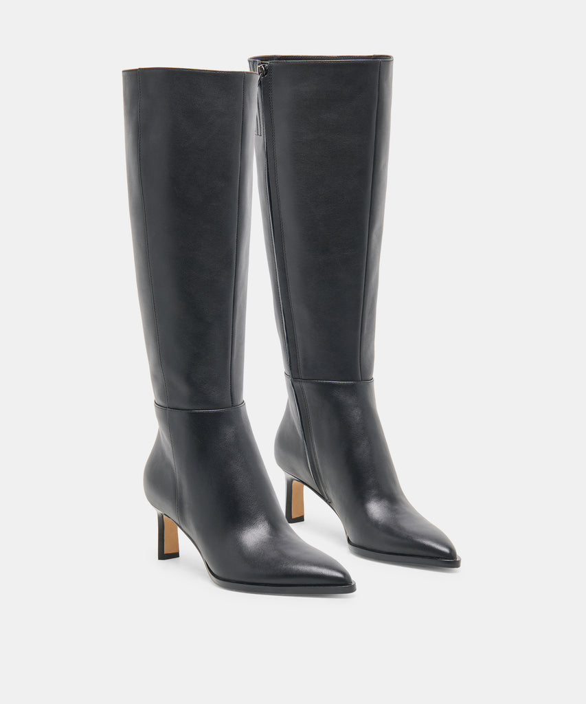 ALIMA WIDE CALF BOOTS BLACK LEATHER