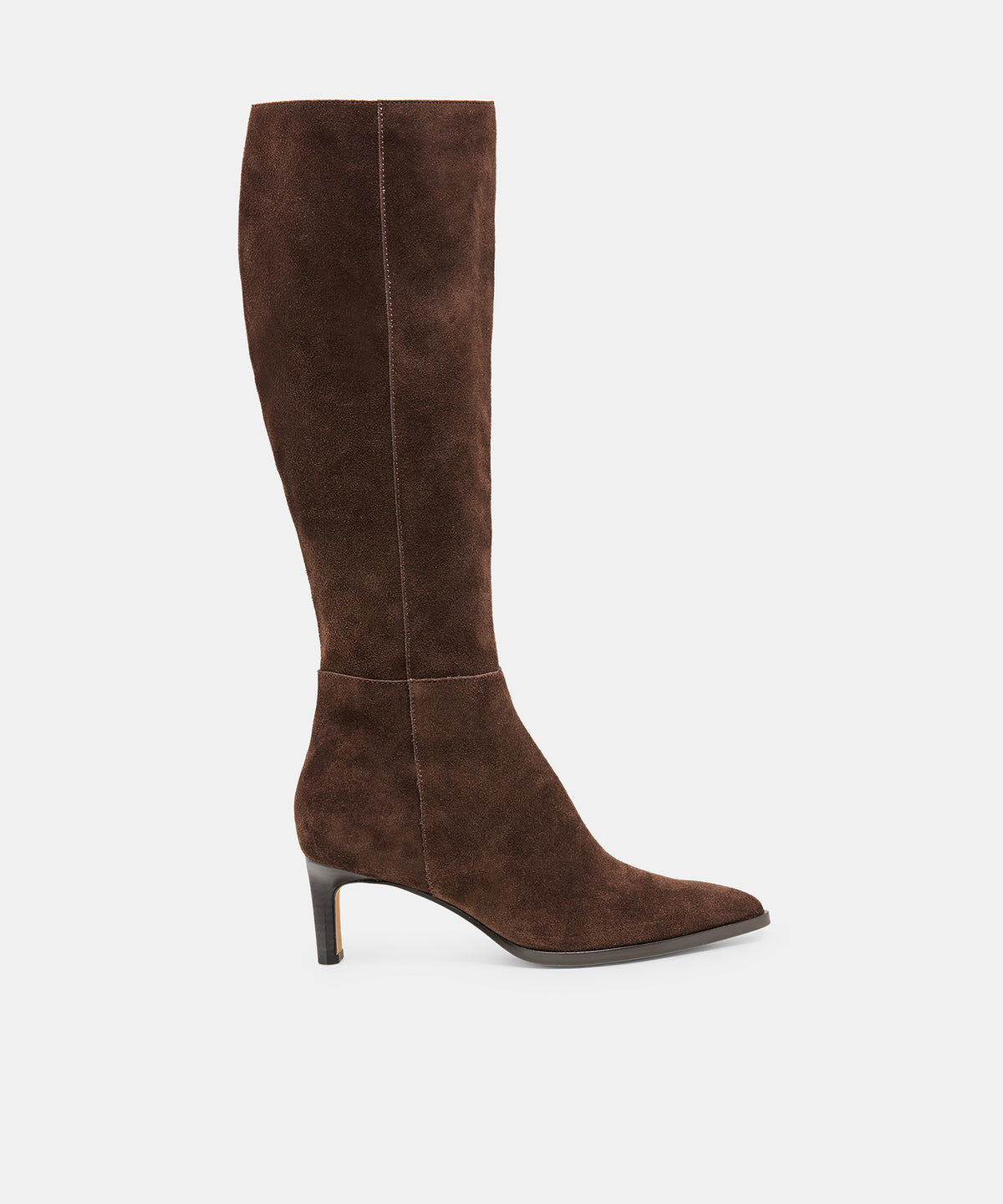 ALIMA Dk Brown Suede Kitten-Heel Knee-High Boots | Dolce Vita