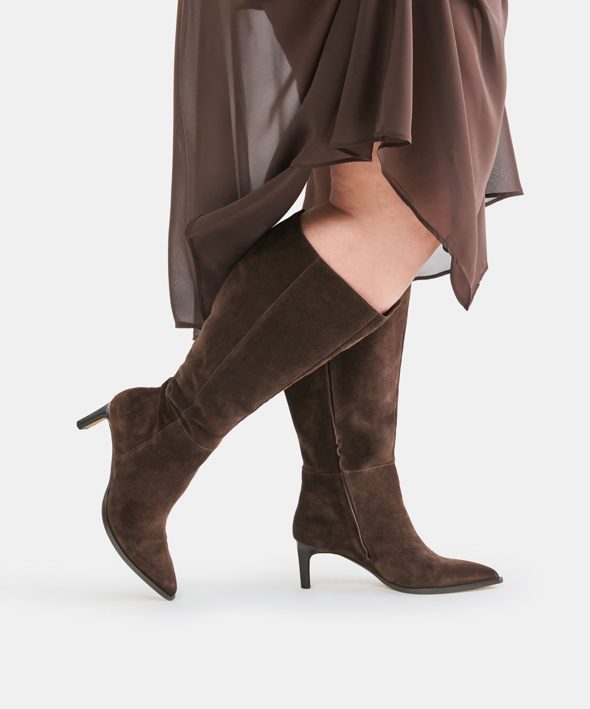 ALIMA EXTRA WIDE CALF BOOTS DK BROWN SUEDE - view 4