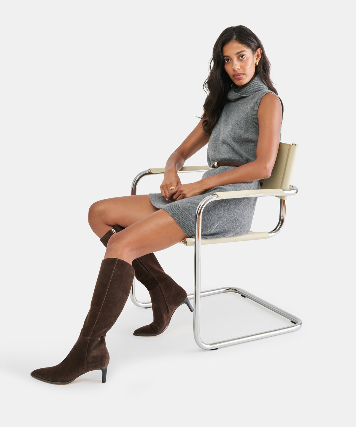 ALIMA NARROW CALF BOOTS DK BROWN SUEDE - view 4