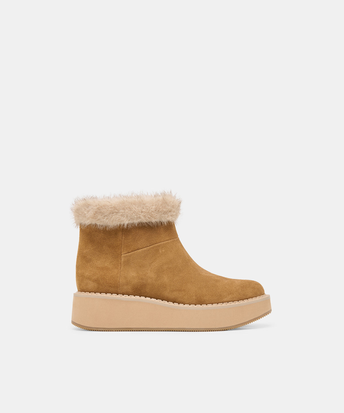 ANDERS H2O Lt Brown Suede Plush Platform Ankle Booties | Dolce Vita