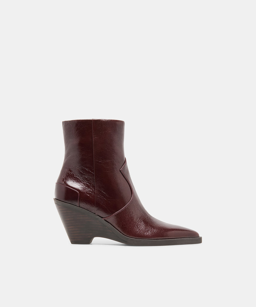 ASHTIN BOOTIES BROWN BERRY LEATHER